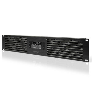 AC Infinity CLOUDPLATE T7 rack-mount cooling fan panel with front temperature display.