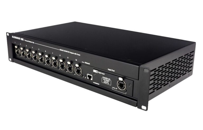 Allen & Heath ME-U 10-port PoE hub, three-quarter view