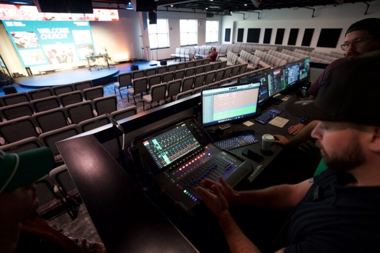 An operator at the Allen & Heath Avantis Solo at Next Community