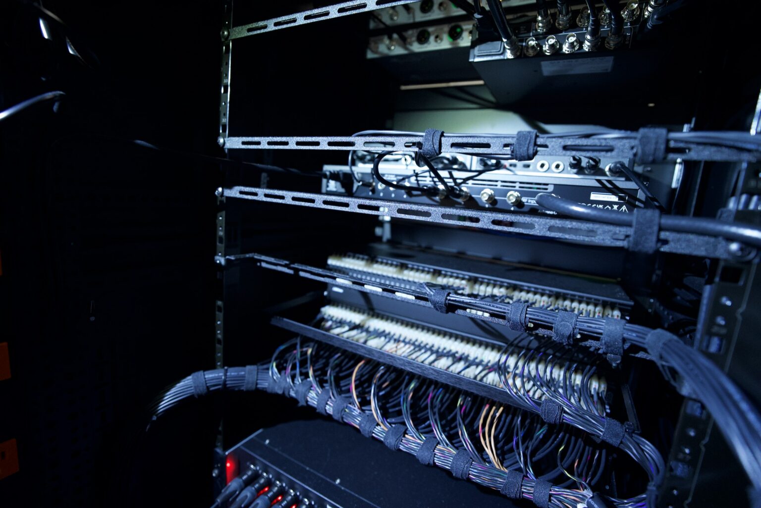 Dressed cabling in the Next Community equipment racks