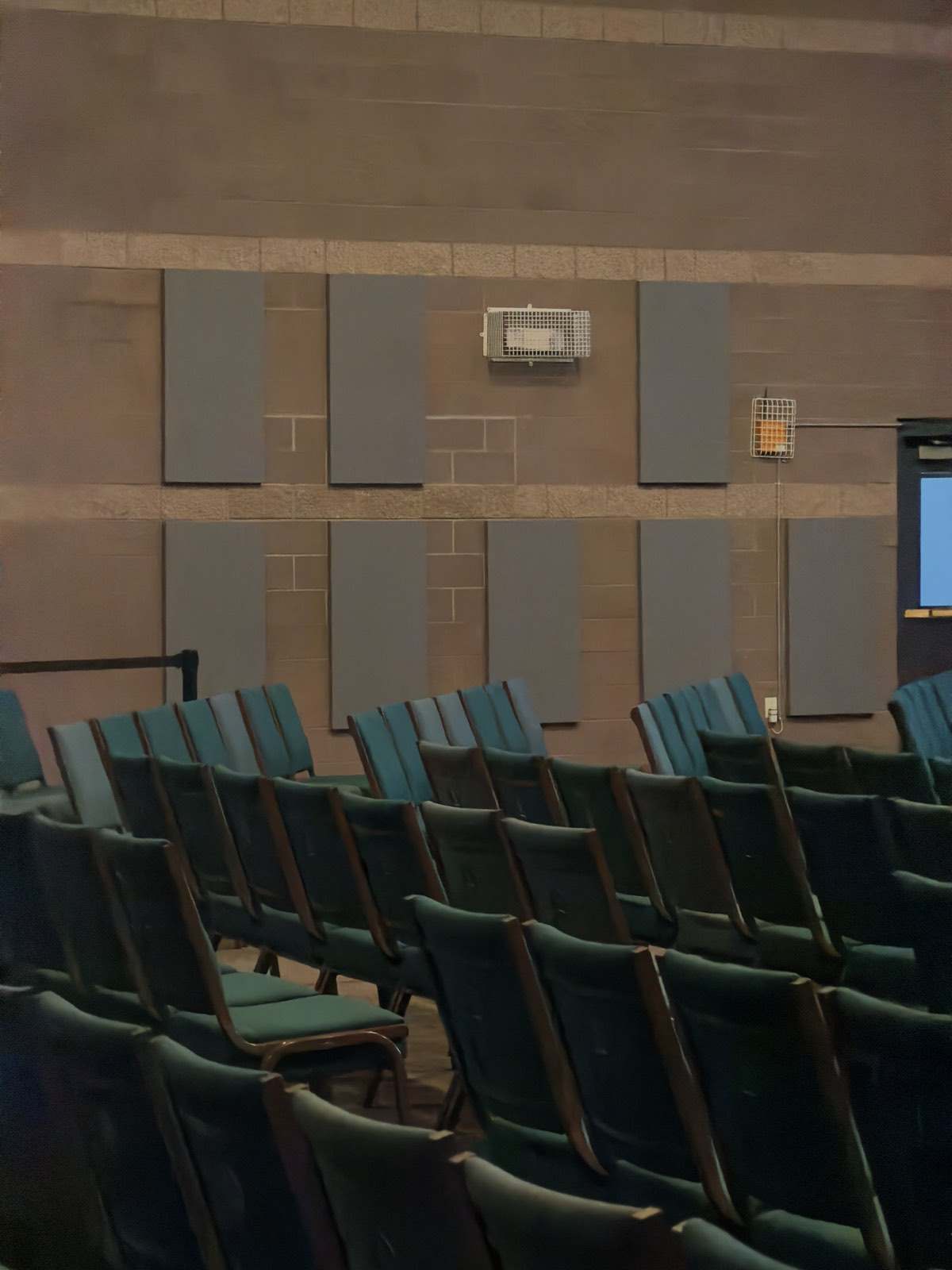 Acoustic wall panels installed along the sanctuary seating at North Metro Church